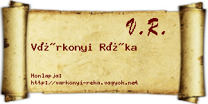 Várkonyi Réka névjegykártya